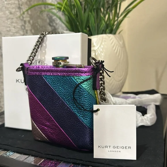 Kurt Geiger Kensington Metallic Leather Flask - Picture 12 of 13